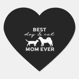 Best Dog And Cat Mum Gift Cute Crazy Cat Lady Dog Heart Sticker