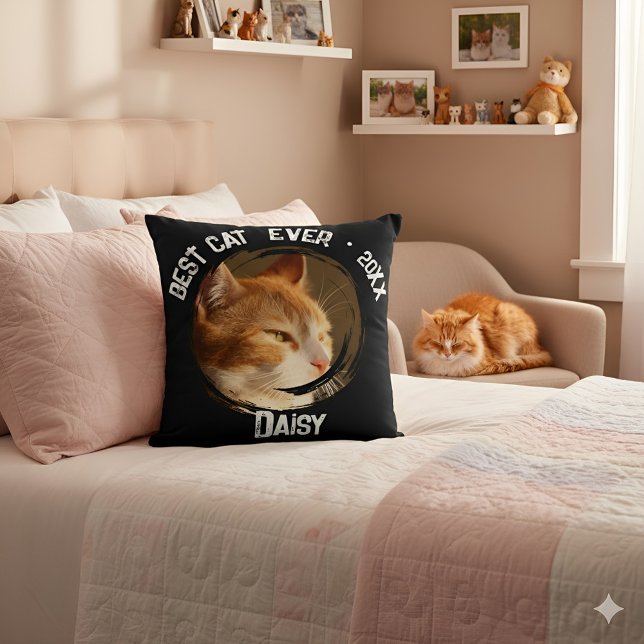 Best Dog Cat Ever Custom Photo Pet Lover Gift Dog  Cushion (Creator Uploaded)