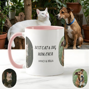 Best Dog & Cat Mom Ever 2 Photo Arch & Name Mug