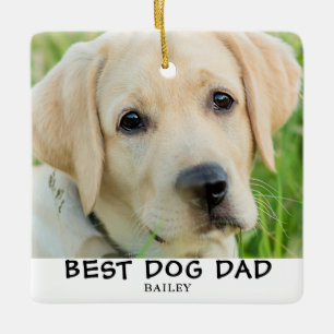 Best Dog Dad 2 Photo Name Ceramic Ornament