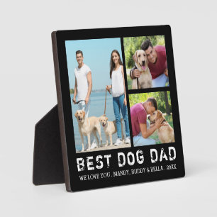 BEST DOG DAD 3 Photo Collage Your Colour Plaque