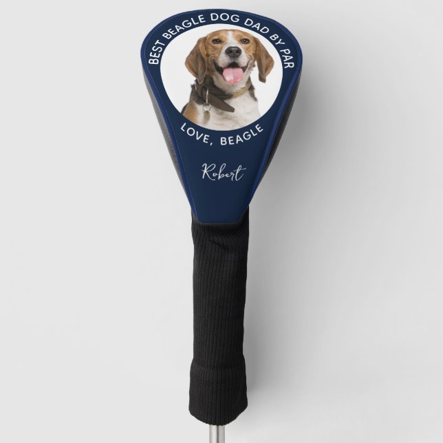 Best Dog Dad by Far Pet Beagle Photo Custom Golf Head Cover (Front)