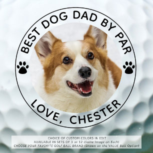 BEST DOG DAD BY PAR Paw Print Photo Golf Balls
