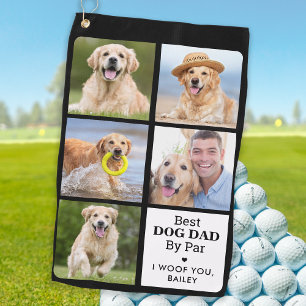 Best DOG DAD By Par - Personalised 5 Photo Collage Golf Towel