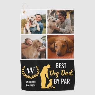 Best Dog Dad By Par Photo Collage for Father’s Day Golf Towel