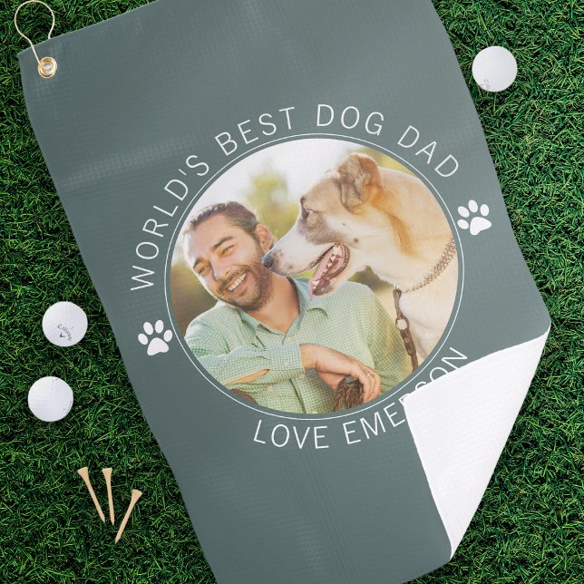 Best Dog Dad By Par Photo Golf Towel (Creator Uploaded)