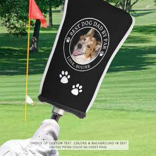BEST DOG DAD BY PAR Photo Pawprints Custom Colours Golf Head Cover