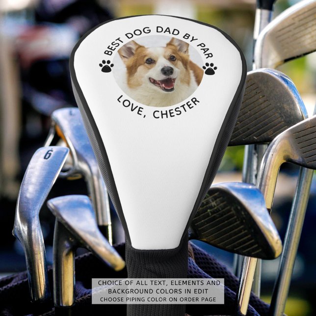 BEST DOG DAD BY PAR Photo Pawprints Golf Head Cover (Creator Uploaded)