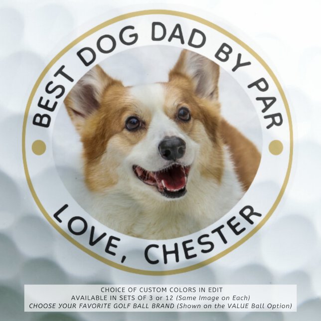 BEST DOG DAD BY PAR Photo Personalised Golf Balls (Creator Uploaded)