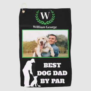 Best Dog Dad By Par with Custom Photo & Monogram Golf Towel