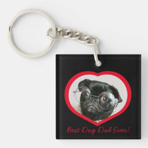 Best Dog Dad , custom heart photo  Key Ring