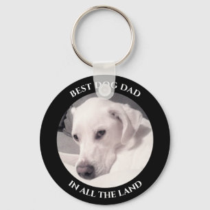 Best Dog Dad Cute Noble White Puppy Dog Black Key Ring