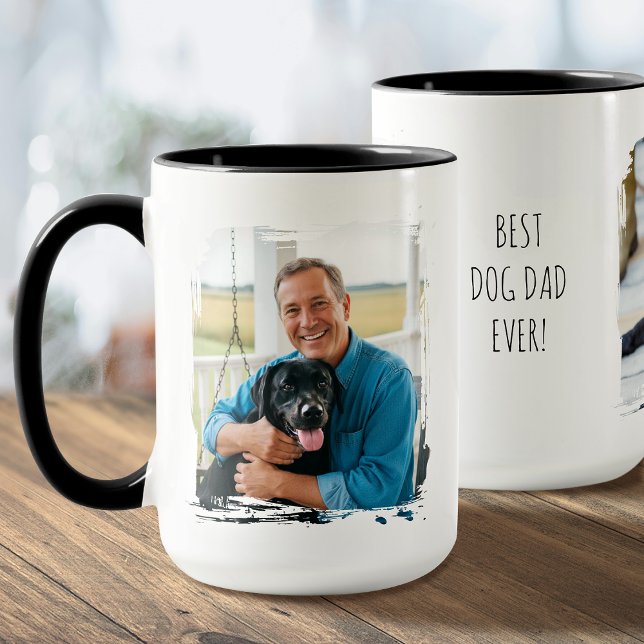 Best Dog Dad Ever 2 Custom Photos Modern Mug (Creator Uploaded)