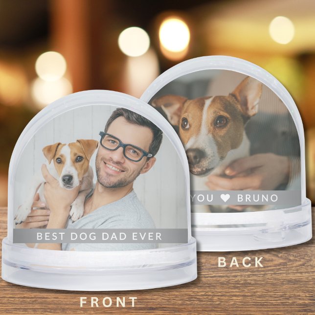 Best Dog Dad Ever 2 Photo Personalised  Gift Snowglobe (Creator Uploaded)