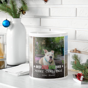 Best Dog Dad Ever 3 Photos Christmas Large Coffee Mug