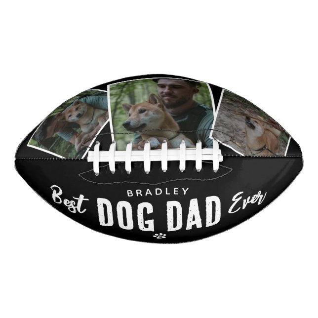 Best Dog Dad Ever 3x Photo Collage Football (Front)