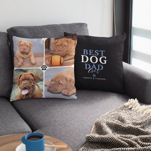 Best Dog Dad Ever 4 Photo Personalised  Cushion