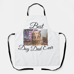 Best dog Dad ever add pet name photo bone golden r Apron