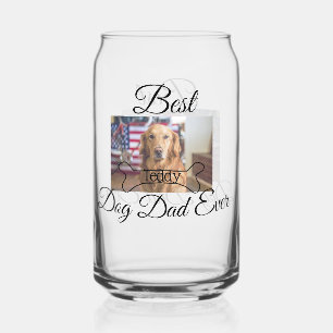 Best dog Dad ever add pet name photo bone golden r Can Glass