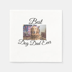 Best dog Dad ever add pet name photo bone golden r Napkin