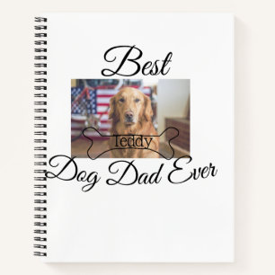 Best dog Dad ever add pet name photo bone golden r Notebook