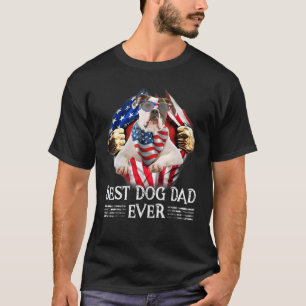 Best Dog Dad Ever American Bulldog American Flag   T-Shirt