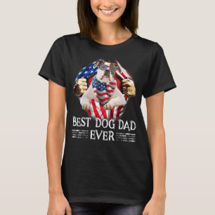 Best Dog Dad Ever American Bulldog American Flag   T-Shirt