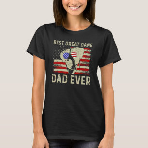 Best Dog Dad Ever American Flag Dad Joke Great Dan T-Shirt