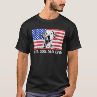 Best Dog Dad Ever American Flag Dalmatian T-Shirt