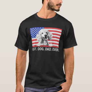 Best Dog Dad Ever American Flag Poodle T-Shirt