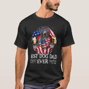 Best Dog Dad Ever American Pit Bull American Flag  T-Shirt