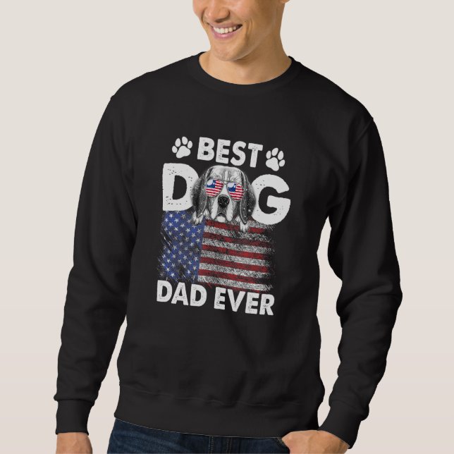 Best Dog Dad Ever Beagle American Flag Sweatshirt (Front)
