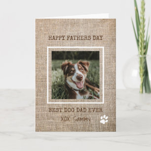 Best Dog Dad Ever  Burlap Photo Father's Day Card