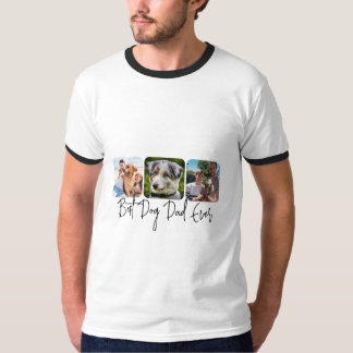 Best Dog Dad Ever - Custom 3-Photo Collage T-Shirt