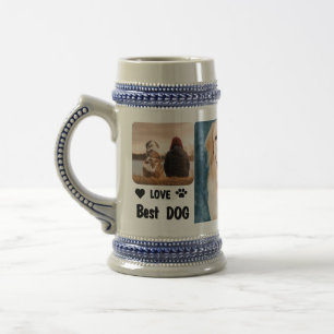 Best Dog Dad Ever Custom Modern Photo and Dog Name Beer Stein