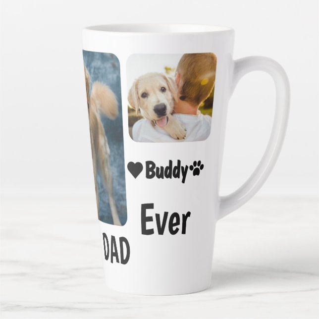 Best Dog Dad Ever Custom Modern Photo and Dog Name Latte Mug (Right)