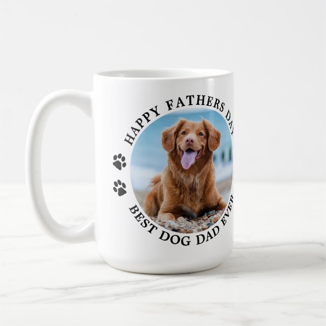 Best Dog Dad Ever Custom Pet Photo Fathers Day Coffee Mug (Left)