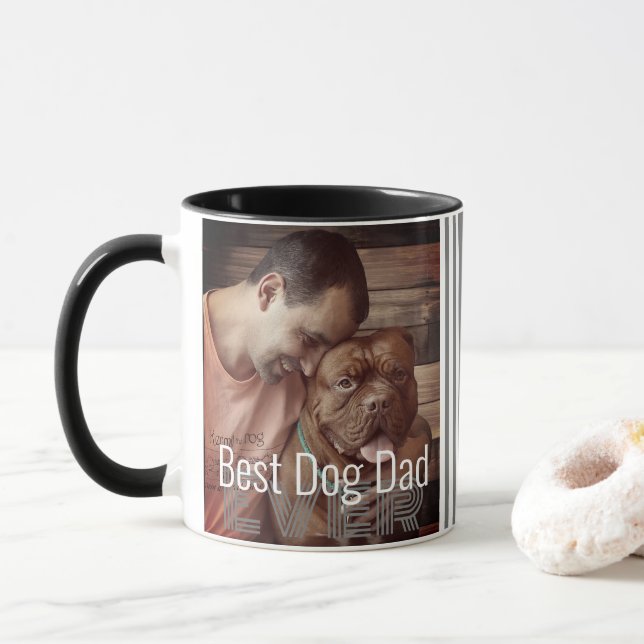 Best Dog Dad Ever Custom Photo Dog Name Mug (With Donut)