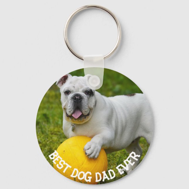 Best Dog dad Ever Custom Photo keychain, dad gift, Key Ring (Front)