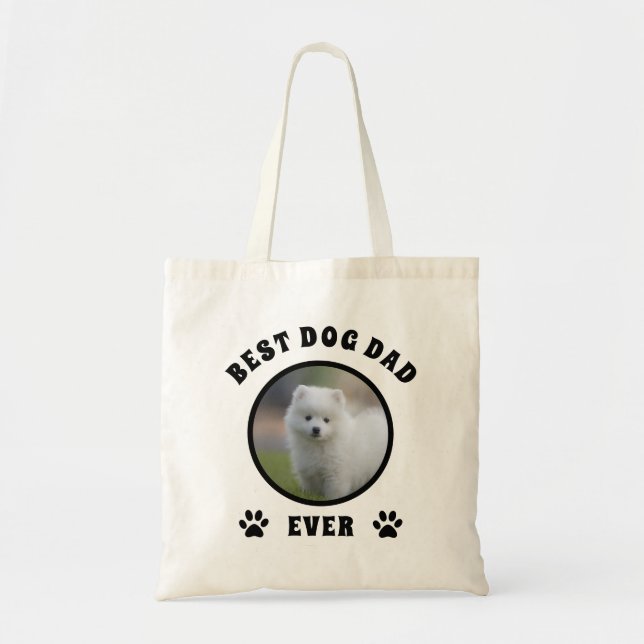 Best Dog Dad Ever Custom Photo Personalised Tote Bag (Front)
