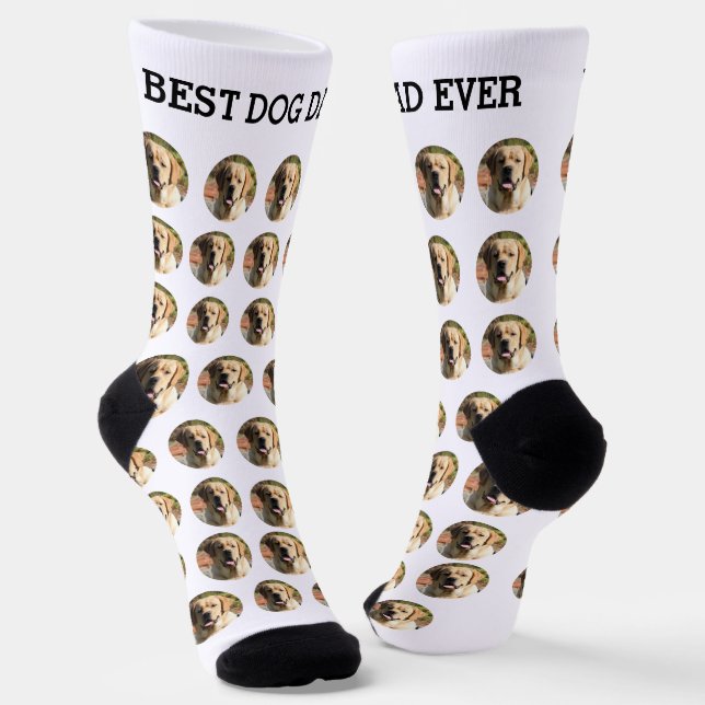 Best Dog Dad Ever Custom Photo  Socks (Angled)