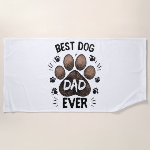 Best Dog Dad Ever – Cute Paw Print Dog Lover Beach Towel