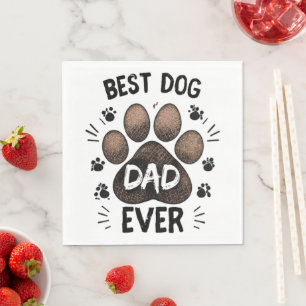 Best Dog Dad Ever – Cute Paw Print Dog Lover Napkin