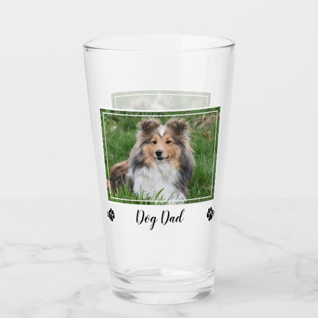 Best Dog Dad Ever- Dad Birthday Photo Cute Dog Dad Glass (Front)