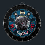 Best Dog Dad Ever Dartboard<br><div class="desc">Coloured background with Best dog dad ever. One centre photo upload option. Easy to replace with your own dog photo! Fun and unique gift idea.</div>