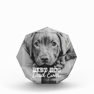 Best Dog Dad Ever Modern Custom Pet Photo Block
