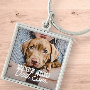 Best Dog Dad Ever Modern Custom Pet Photo Key Ring