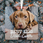 Best Dog Dad Ever Modern Custom Pet Photo Metal Tree Decoration<br><div class="desc">This simple and classic design is composed of serif typography and add a custom photo</div>