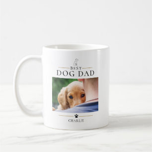 Best Dog Dad Ever Modern Custom Photo and Dog Name Coffee Mug