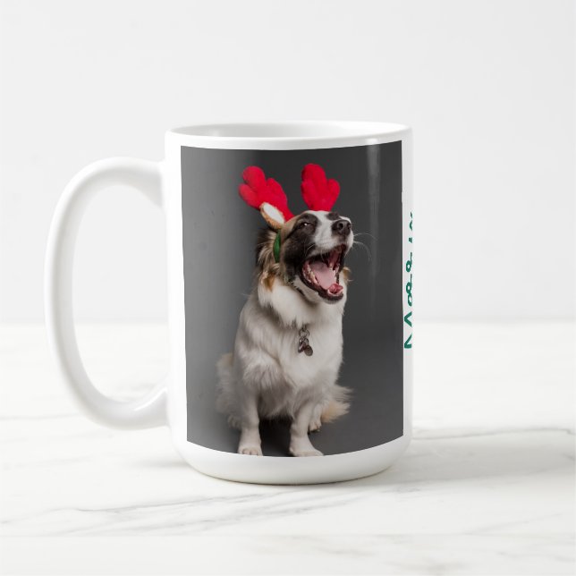 Best Dog Dad Ever Modern Custom Photo and Dog Name Coffee Mug (Left)